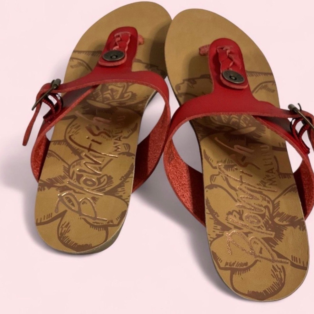 Blowfish Malibu Women’s Red Adjustable Strap Thong Sandals Size 8.5M